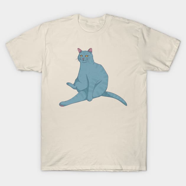 Disgruntled Blue Cat T-Shirt by Eden Sprout